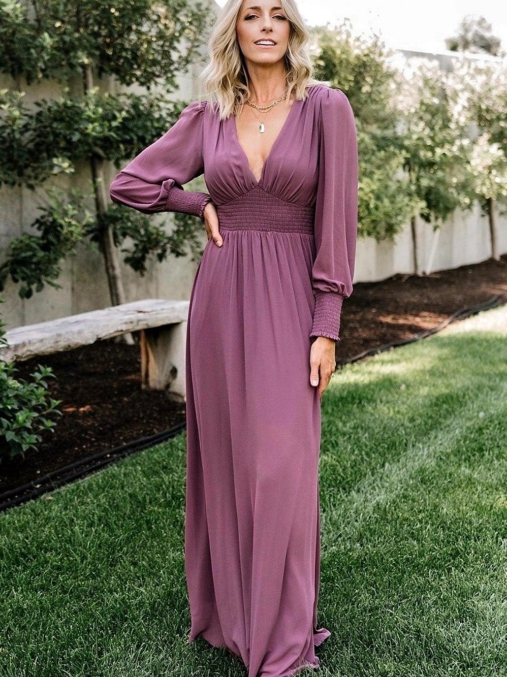 Baltic Born Olivia Maxi Dress Vintage Plum Purple Chiffon Long Sleeve S